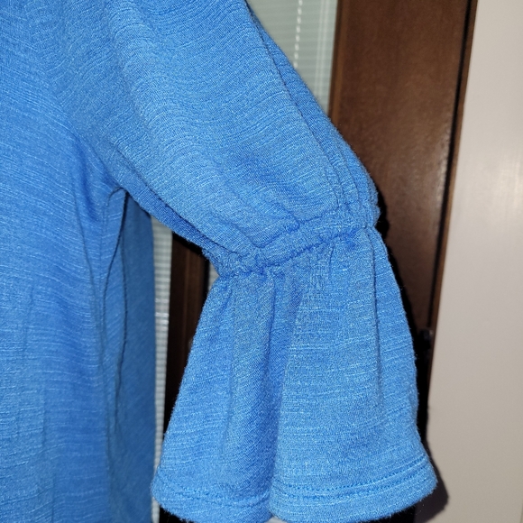 Laurie Felt Gauze Ruffle Peasant Top in Ocean Blue- Medium - Picture 3 of 6